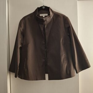 Harve Benard Women's Brown Trench Style Cropped Open Front Jacket